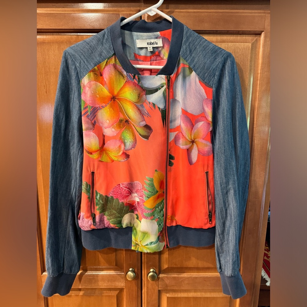 Floral moto jacket, size M,